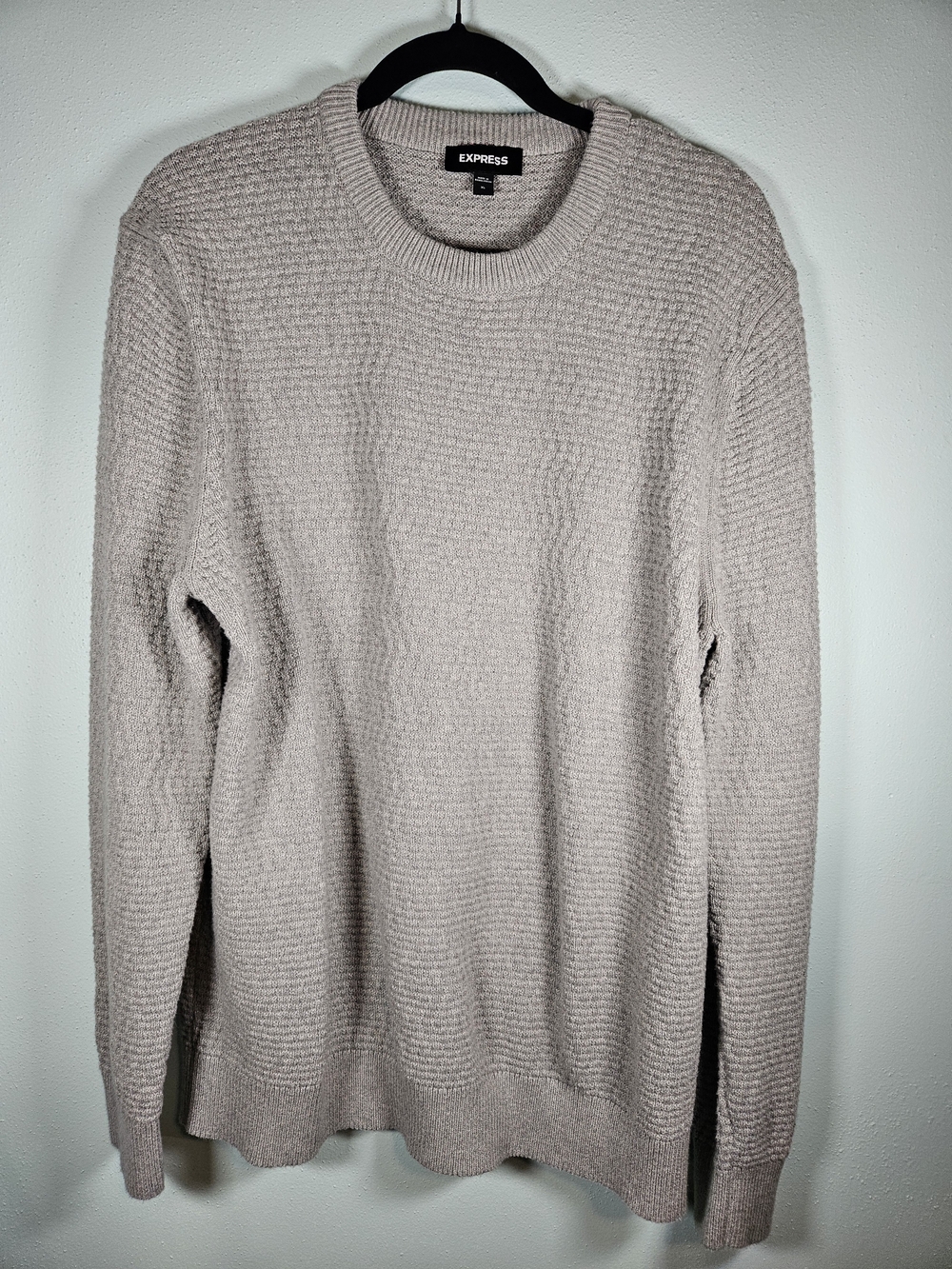 Express Men's Crewneck Sweater in Light Gray